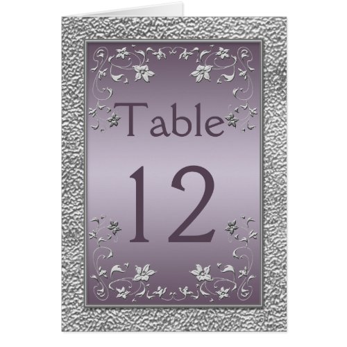 Plum and Pewter Floral Table Card