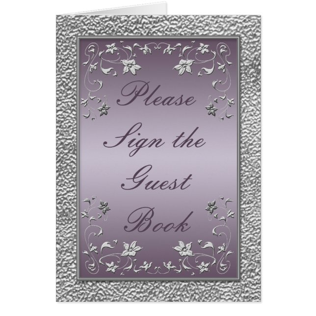 Plum and Pewter Floral Table Card (Front)