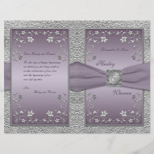 Plum and Pewter Floral Wedding Program