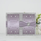 Plum and Pewter Floral Wedding Program (Standing Front)