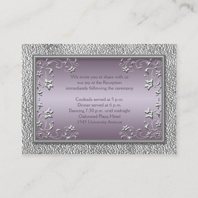 Plum and Pewter Reception Card (Front)