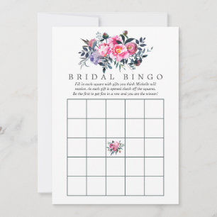 Plum and Pink Watercolor Floral Bridal Bingo