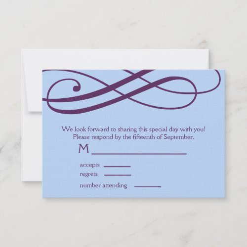 Plum and Powder Blue Swirls Response Card