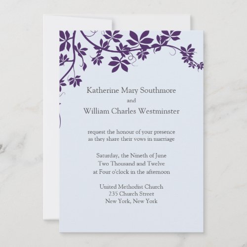 Plum And Powder Blue Wedding Invitations
