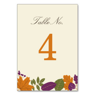 Plum and Pumpkin Fall Table Number Card