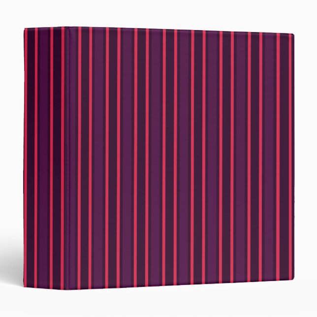 Plum and red candy stripes 3 ring binder (Front/Spine)