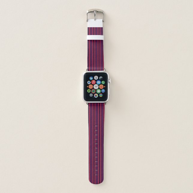 Plum and red candy stripes apple watch band (Front)