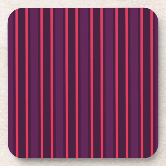 Plum and red candy stripes beverage coaster (Front)