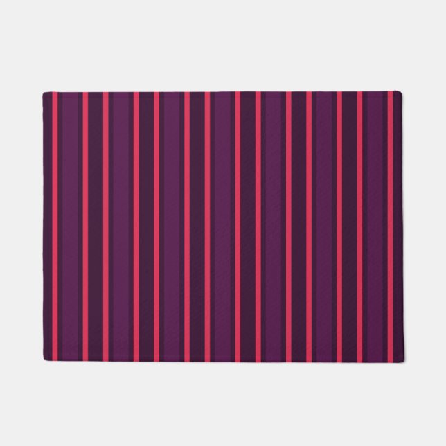 Plum and red candy stripes doormat (Front)