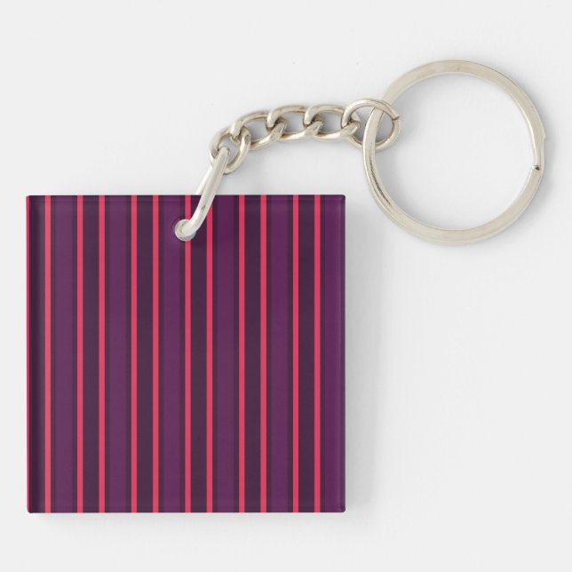 Plum and red candy stripes keychain (Back)