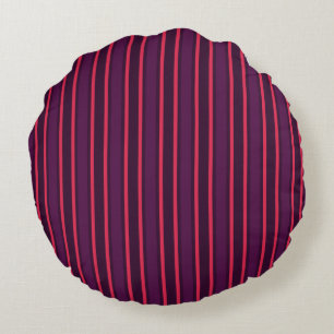 Plum and red candy stripes round pillow