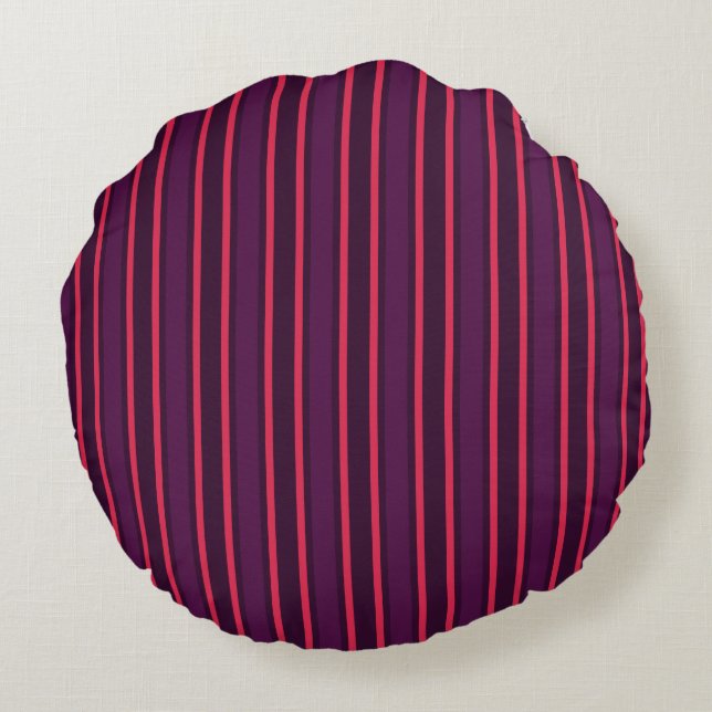 Plum and red candy stripes round pillow (Back)