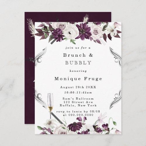 Plum and Silver Geometric Brunch  Bubbly Invites