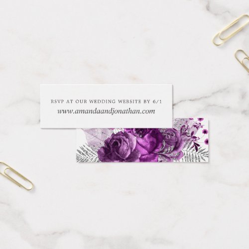 Plum and Silver Watercolor Floral Wedding RSVP