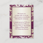 Plum and Taupe Damask Reception Card (Back)