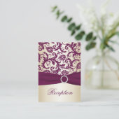 Plum and Taupe Damask Reception Card (Standing Front)