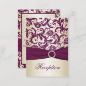 Plum and Taupe Damask Reception Card (Front/Back)