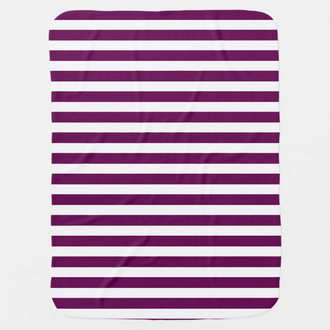 Plum and white candy stripes baby blanket (Front)