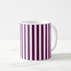 Plum and white candy stripes coffee mug