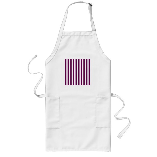 Plum and white candy stripes long apron (Front)