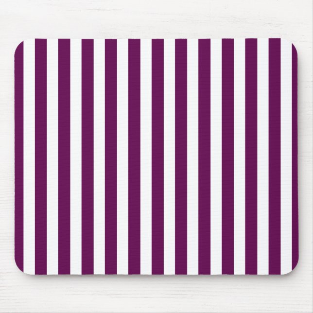 Plum and white candy stripes mouse pad (Front)