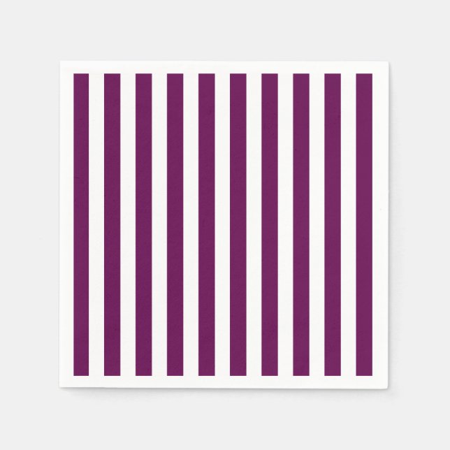 Plum and white candy stripes napkins (Front)