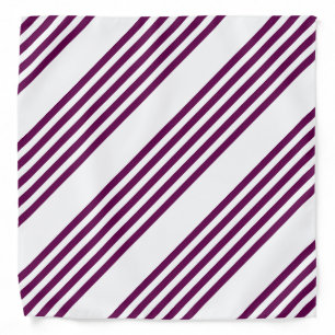 Plum and white five stripe pattern bandana