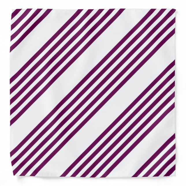 Plum and white five stripe pattern bandana (Front)