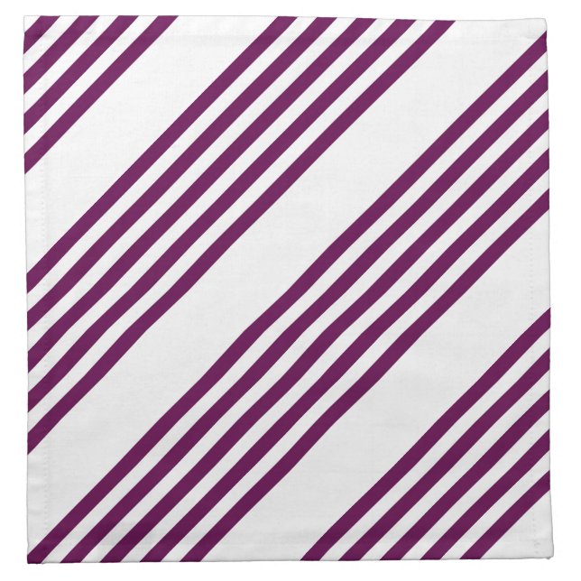 Plum and white five stripe pattern cloth napkin (Front)