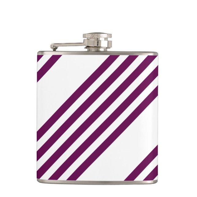 Plum and white five stripe pattern flask (Front)