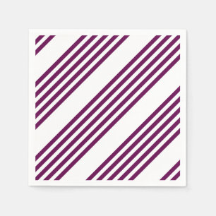 Plum and white five stripe pattern napkins