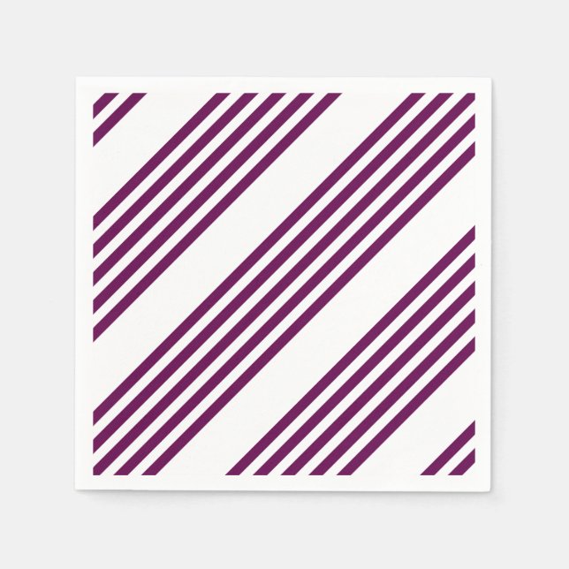 Plum and white five stripe pattern napkins (Front)