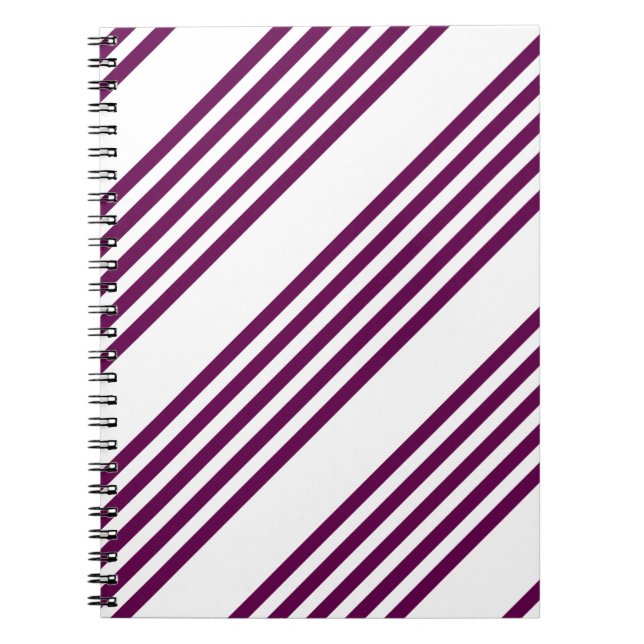 Plum and white five stripe pattern notebook (Front)