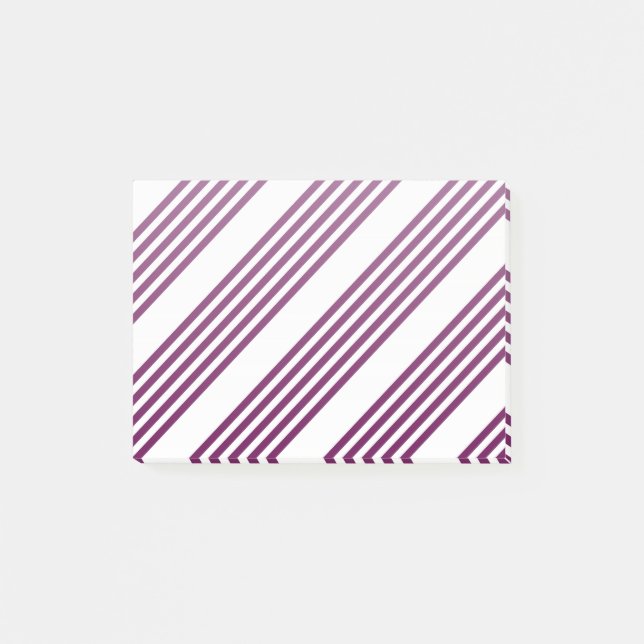 Plum and white five stripe pattern post-it notes (Front)