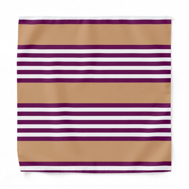 Plum and white five stripes pattern with tan bandana (Front)