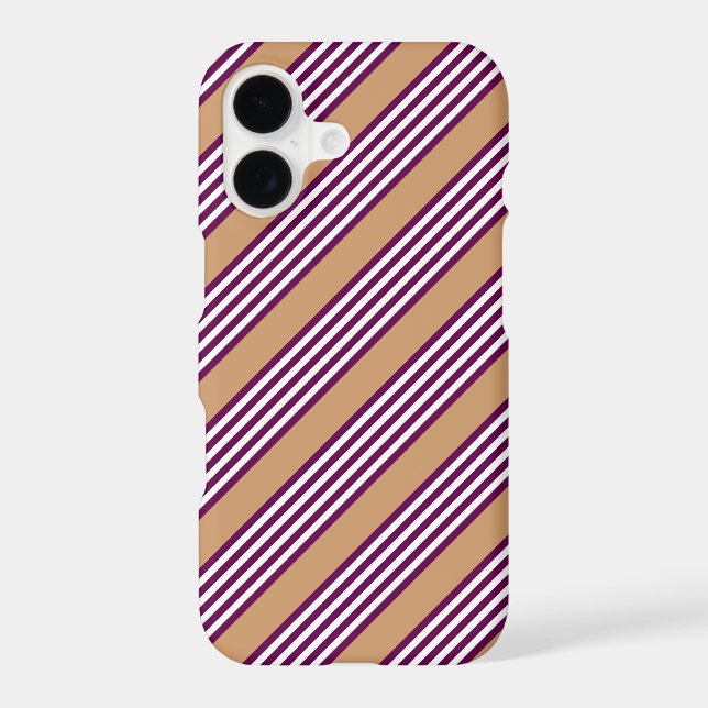 Plum and white five stripes pattern with tan iPhone case (Back)