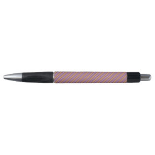 Plum and white five stripes pattern with tan pen
