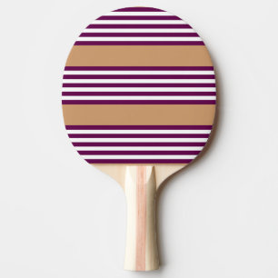 Plum and white five stripes pattern with tan ping pong paddle