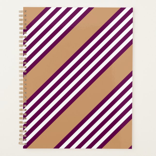 Plum and white five stripes pattern with tan planner