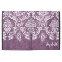 Plum and White Grunge Damask Pattern with Name iPad Pro 12.9" Case Plum and White Grunge Damask Pattern with Name iPad Pro 12.9" Case