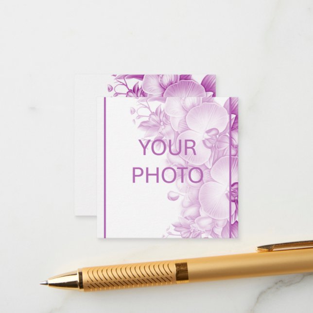 Plum and White Orchids Wedding  Enclosure Card (Front/Back In Situ)