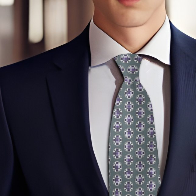 Plum and White Patterned Dots on Sage Neck Tie (Creator Uploaded)