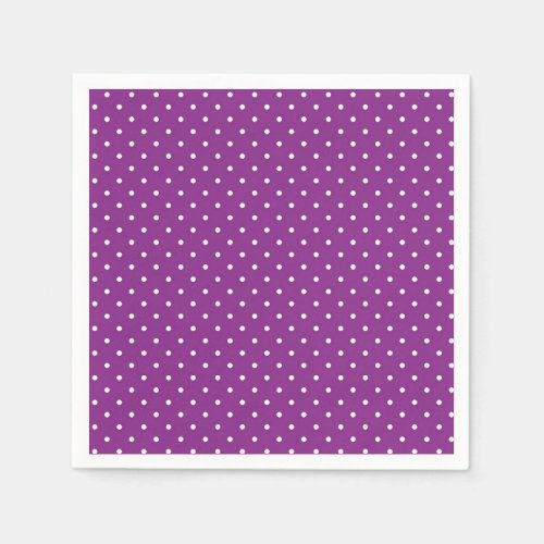 Plum and White Polka Dots Pattern Paper Napkin