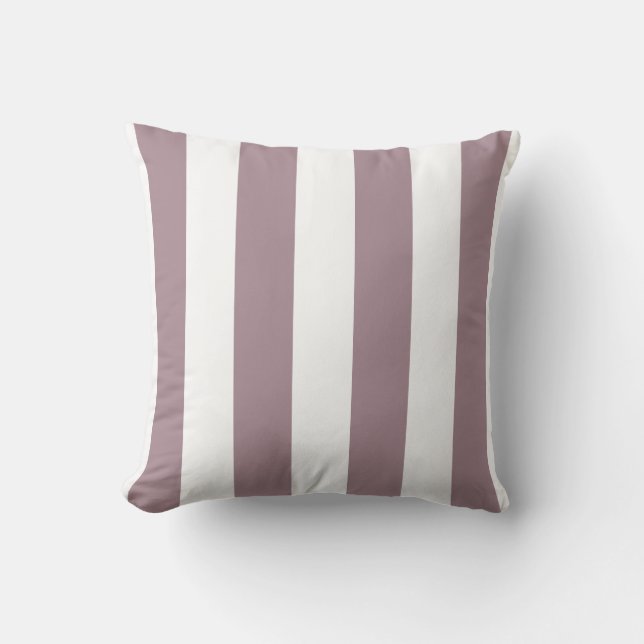 Plum and White Striped Throw Pillow (Front)