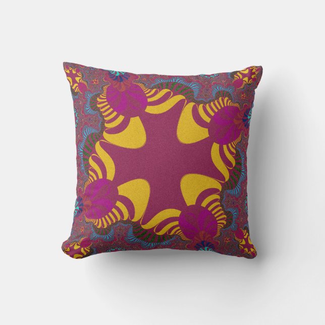 Plum and Yellow Cross Throw Pillow (Front)