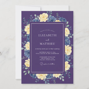 Plum Antique Cream Peony Wedding Invitation