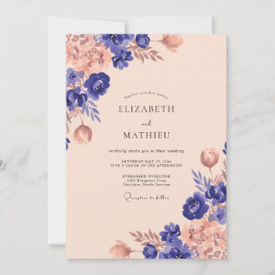 Plum Apricot Petal Wedding Invitation