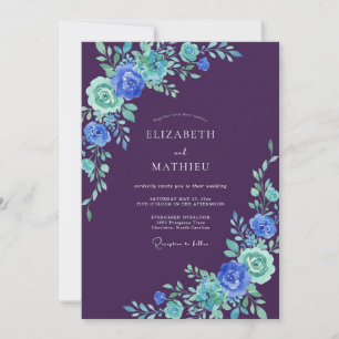 Plum Aqua Vine Wedding Invitation
