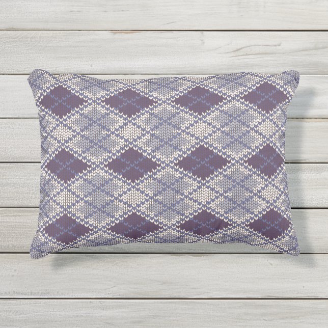 PLUM ARGYLE KNIT Outdoor Pillow (Front)