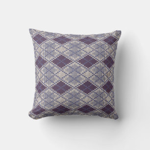 PLUM ARGYLE KNIT Square Throw Pillow